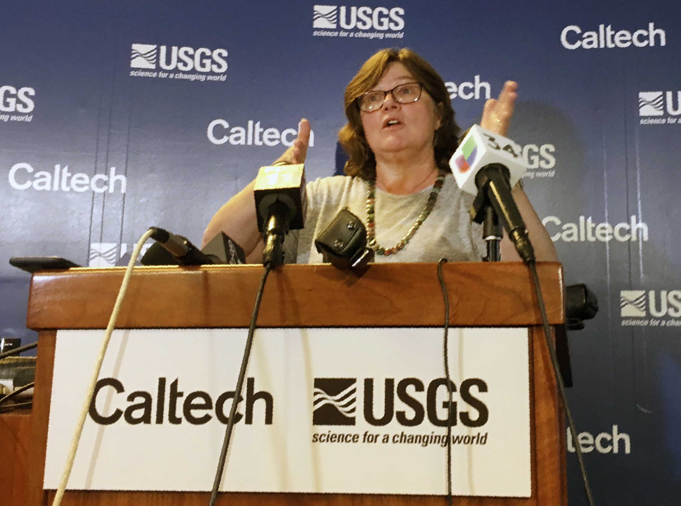 Seismologin Lucy Jones auf einer Caltech-Konferenz
