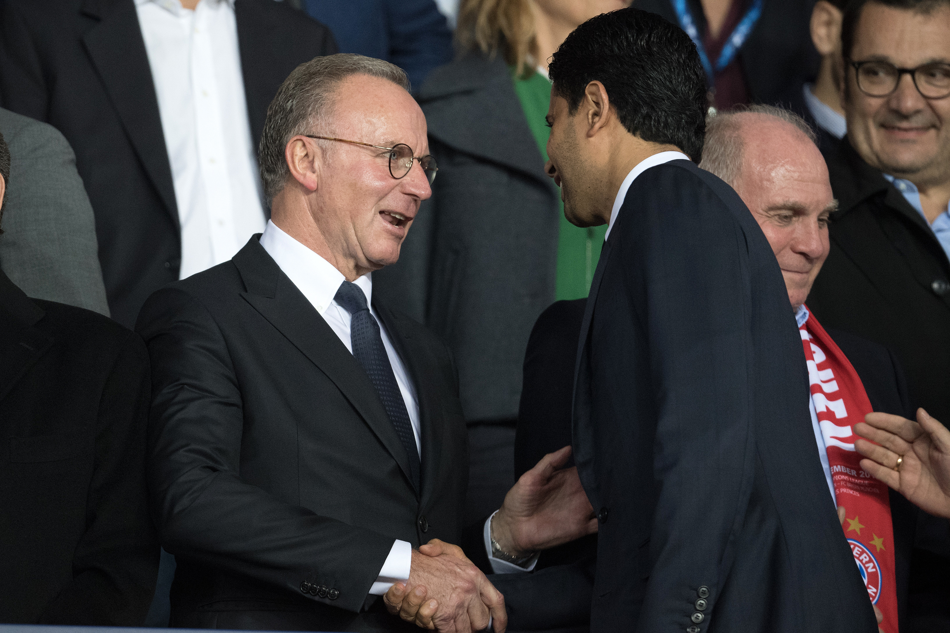Nasser Al-Khelaifi (r), Karl-Heinz Rummenigge (l)